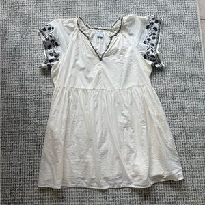 Old Navy Cream Mini Dress with Black Floral Accents